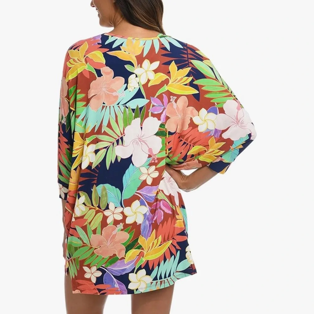 Citrus Tunic Swimsuit Cover Up Print In The Tropics Size XS Oversized NEW - Picture 3 of 5